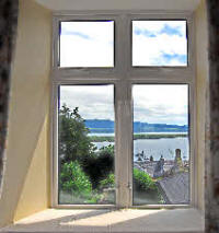 Window of triple room in The Rowans Self catering Tobermory
